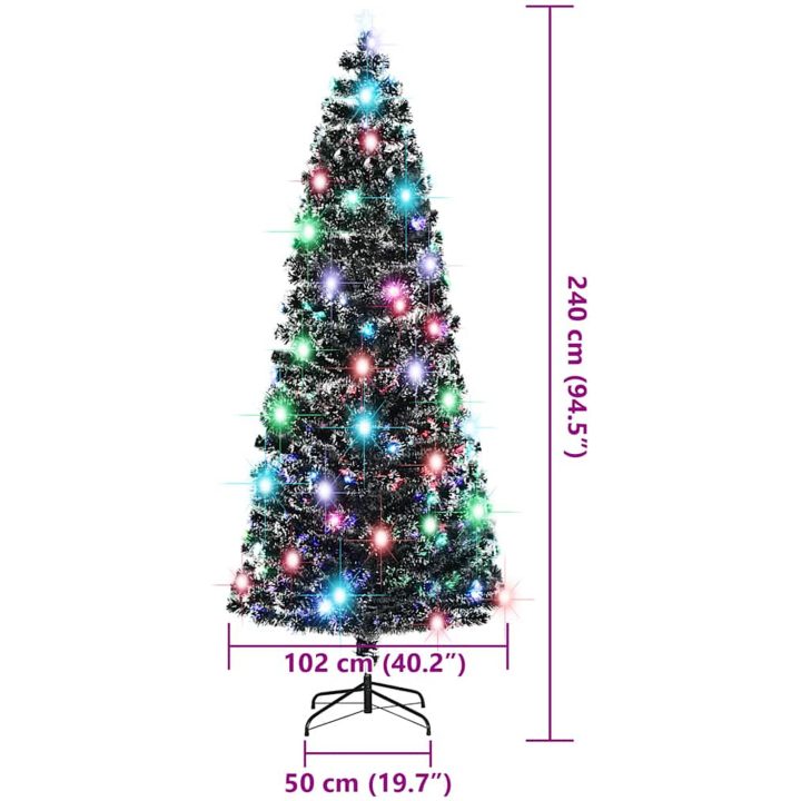 Belyst plastgran med fot 240 cm fiberoptik vidaXL 240 x 102 cm – bild 8