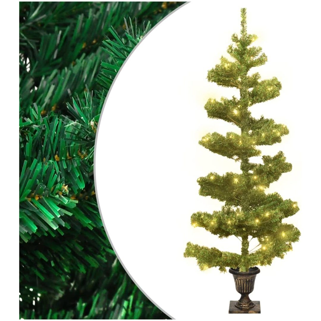 Belyst plastgran med kruka grön 120 cm PVC vidaXL 120 x 65 cm