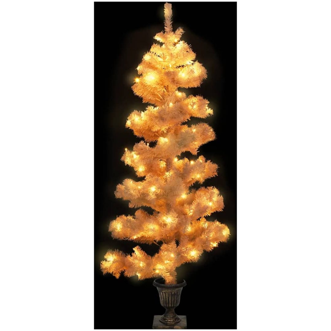 Belyst plastgran med kruka vit 120 cm PVC vidaXL 120 x 65 cm – bild 3