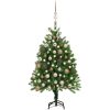 Belyst plastgran med kulor 120 cm grön vidaXL 120 x 75 cm – miniatyr 1