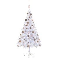 Belyst plastgran med kulor 150 cm 380 grenar vidaXL