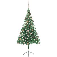 Belyst plastgran med kulor 150 cm 380 grenar vidaXL