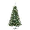 Belyst plastgran med kulor 150 cm grön vidaXL 150 x 75 cm – miniatyr 1