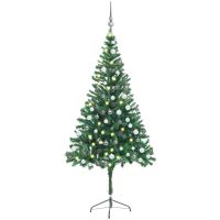 Belyst plastgran med kulor 180 cm 564 grenar vidaXL