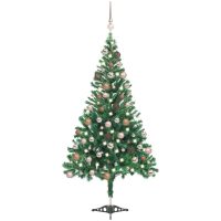 Belyst plastgran med kulor 180 cm 564 grenar vidaXL