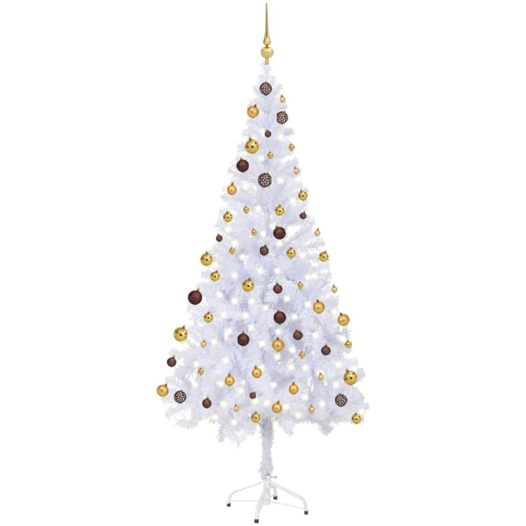 Belyst plastgran med kulor 180 cm 620 grenar vidaXL 180 x 90 cm