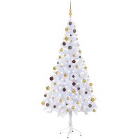Belyst plastgran med kulor 180 cm 620 grenar vidaXL