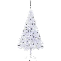 Belyst plastgran med kulor 180 cm 620 grenar vidaXL