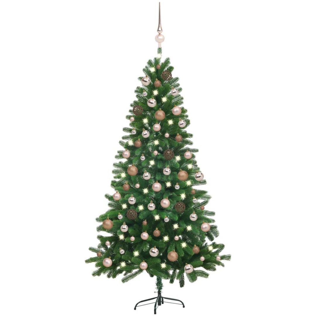 Belyst plastgran med kulor 180 cm grön vidaXL 180 x 90 cm