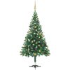 Belyst plastgran med kulor 210 cm 910 grenar vidaXL 210 x 105 cm – miniatyr 1