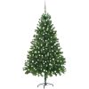 Belyst plastgran med kulor 210 cm grön vidaXL 210 x 105 cm – miniatyr 1
