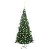 Belyst plastgran med kulor 240 cm grön vidaXL 240 x 120 cm – miniatyr 1