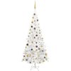 Belyst plastgran med kulor 240 cm vit vidaXL 240 x 120 cm – miniatyr 1