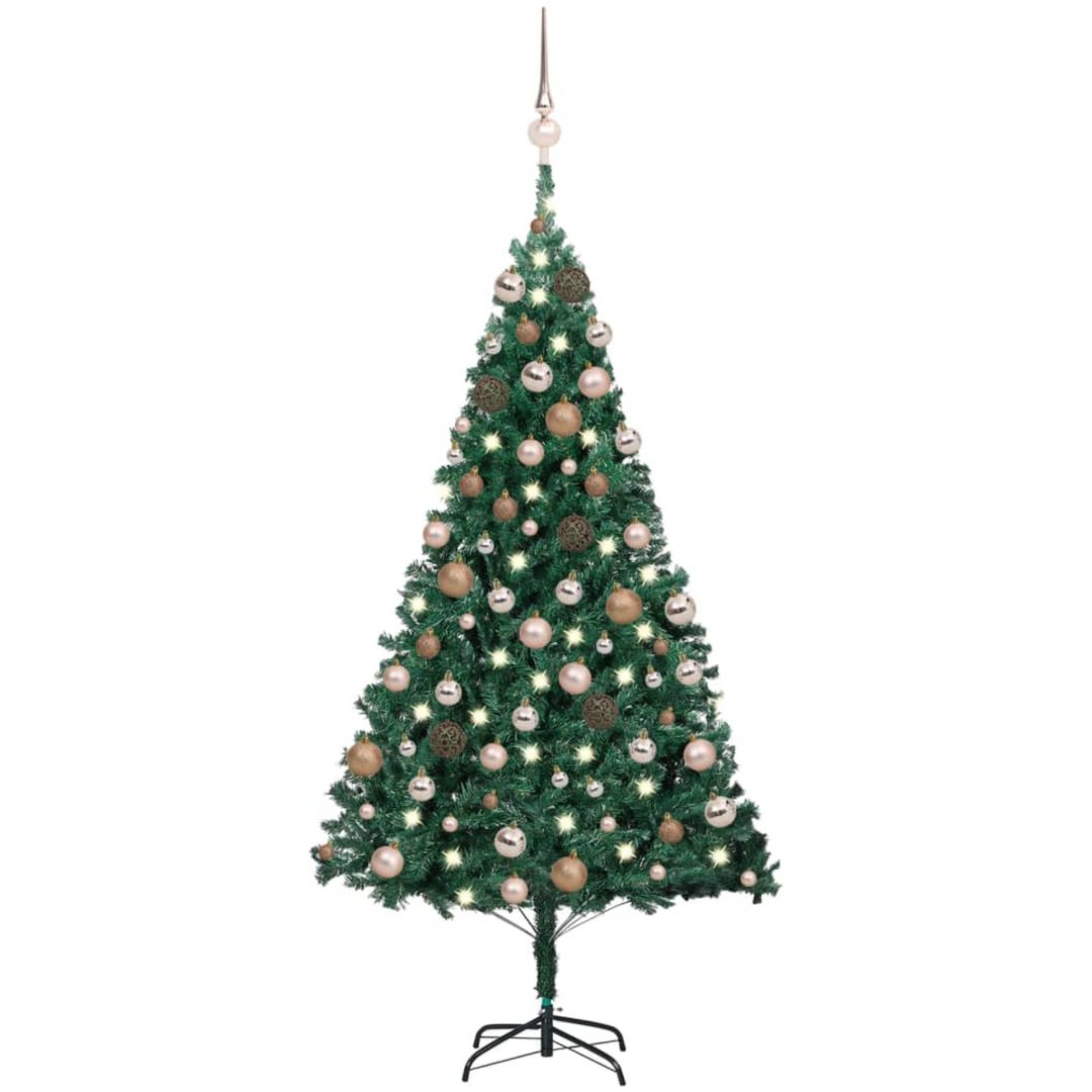 Belyst plastgran med kulor grön 150 cm PVC vidaXL 150 x 80 cm