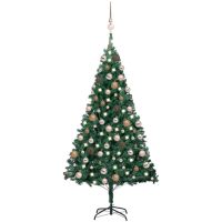 Belyst plastgran med kulor grön 150 cm PVC vidaXL