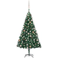 Belyst plastgran med kulor grön 180 cm PVC vidaXL