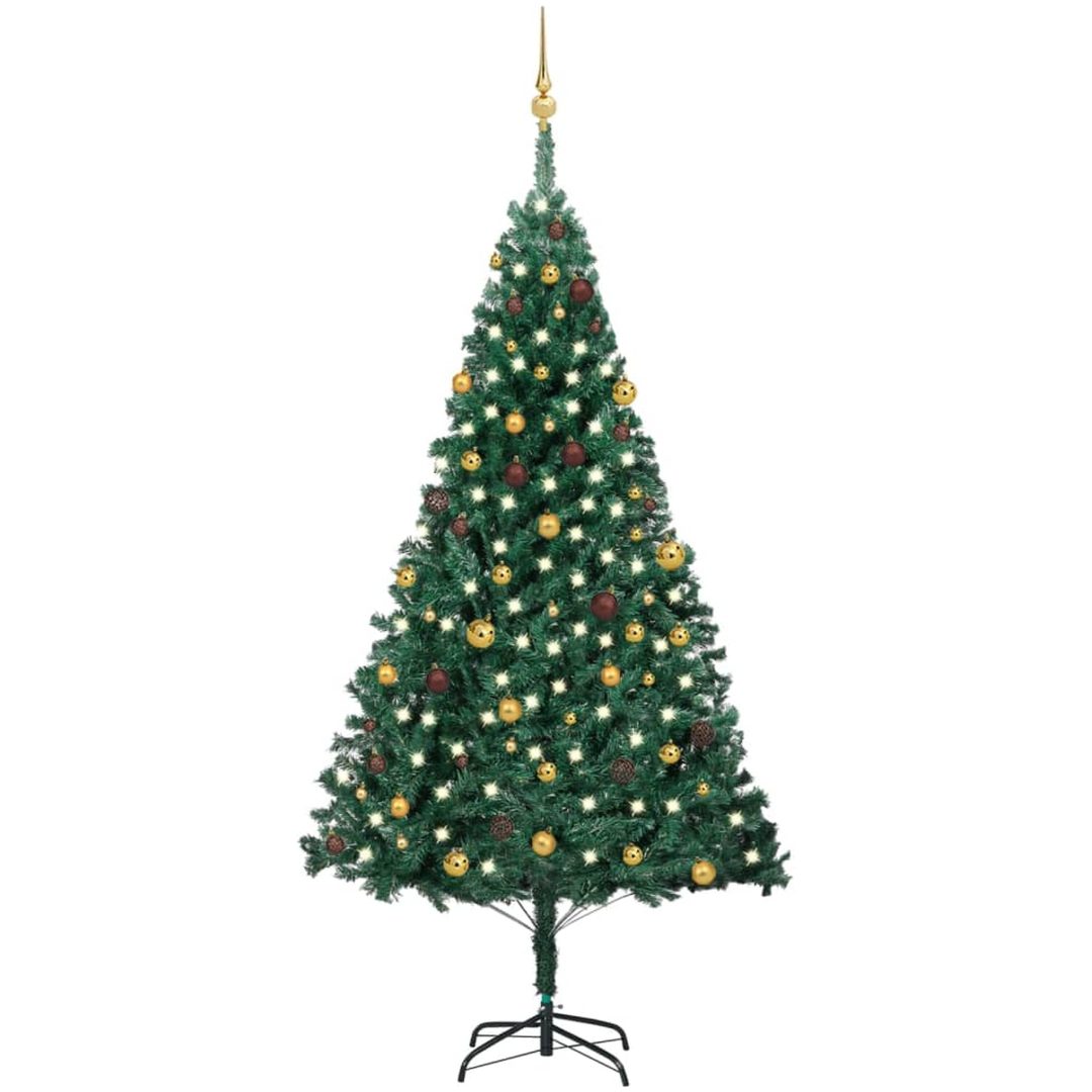 Belyst plastgran med kulor grön 240 cm vidaXL 240 x 125 cm
