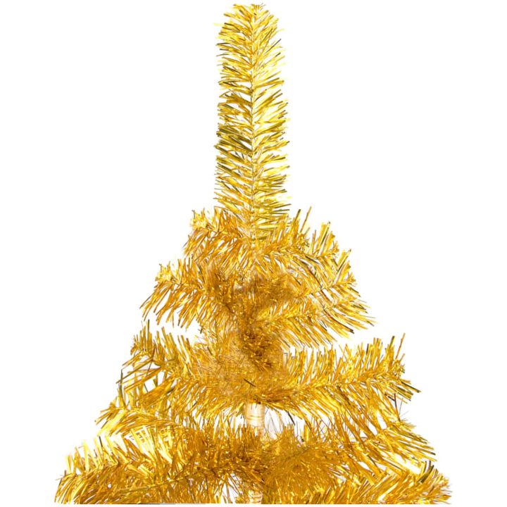 Belyst plastgran med kulor guld 150 cm PET vidaXL 150 x 75 cm – bild 2