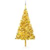 Belyst plastgran med kulor guld 210 cm PET vidaXL 210 x 120 cm – miniatyr 1