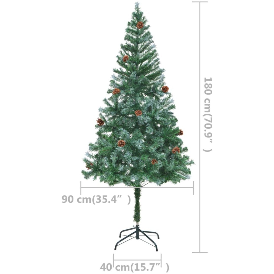 Belyst plastgran med kulor och kottar 180 cm vidaXL 180 x 90 cm – bild 12