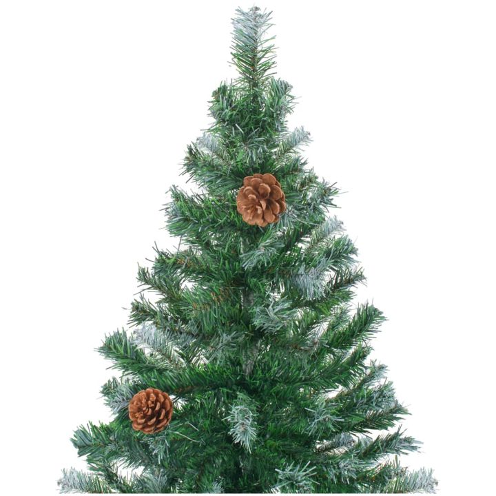 Belyst plastgran med kulor och kottar 180 cm vidaXL 180 x 90 cm – bild 3
