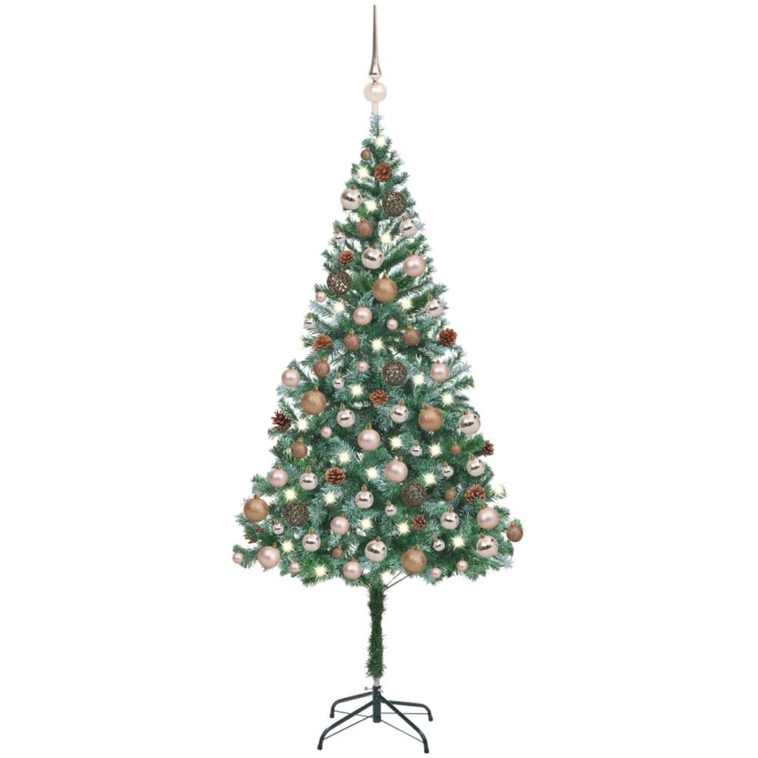 Belyst plastgran med kulor och kottar 180 cm vidaXL 180 x 90 cm