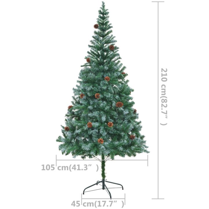 Belyst plastgran med kulor och kottar 210 cm vidaXL 210 x 105 cm – bild 12