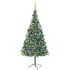 Belyst plastgran med kulor och kottar 210 cm vidaXL 210 x 105 cm – miniatyr 1