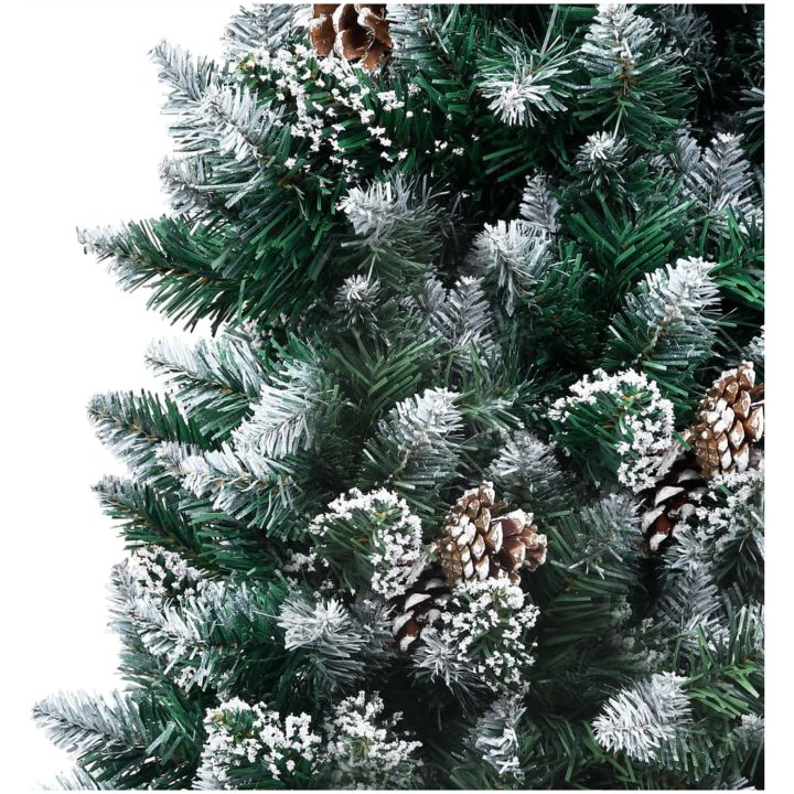 Belyst plastgran med kulor och kottar 240 cm vidaXL 240 x 130 cm – bild 2