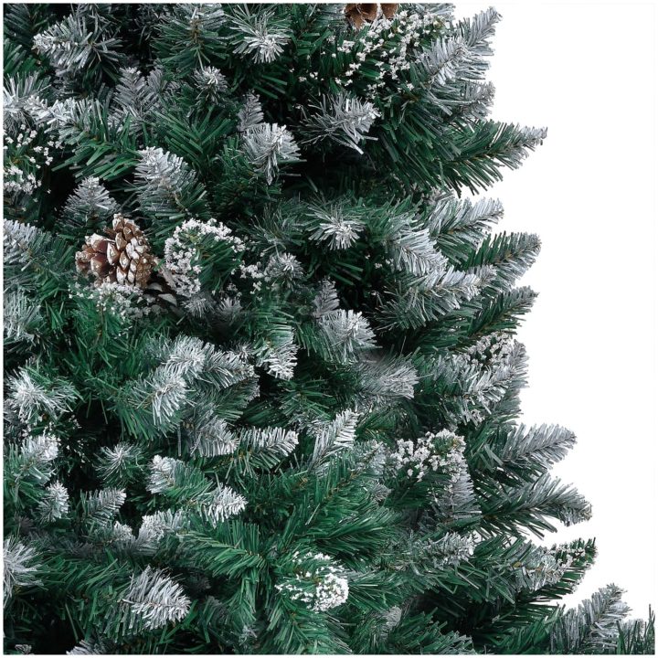 Belyst plastgran med kulor och kottar 240 cm vidaXL 240 x 130 cm – bild 3