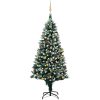 Belyst plastgran med kulor och kottar 240 cm vidaXL 240 x 130 cm – miniatyr 1