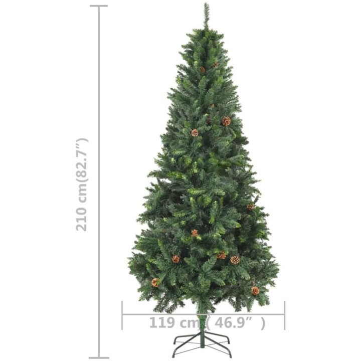 Belyst plastgran med kulor och kottar grön 210 cm vidaXL 210 x 119 cm – bild 11