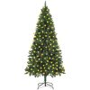 Belyst plastgran med kulor och kottar grön 210 cm vidaXL 210 x 119 cm – miniatyr 1