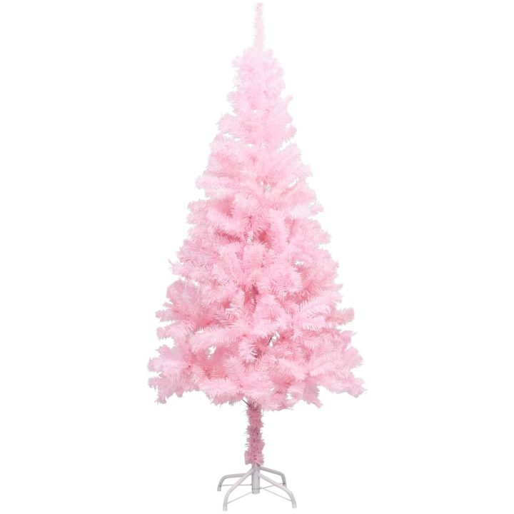Belyst plastgran med kulor rosa 150 cm PVC vidaXL 150 x 75 cm – bild 2