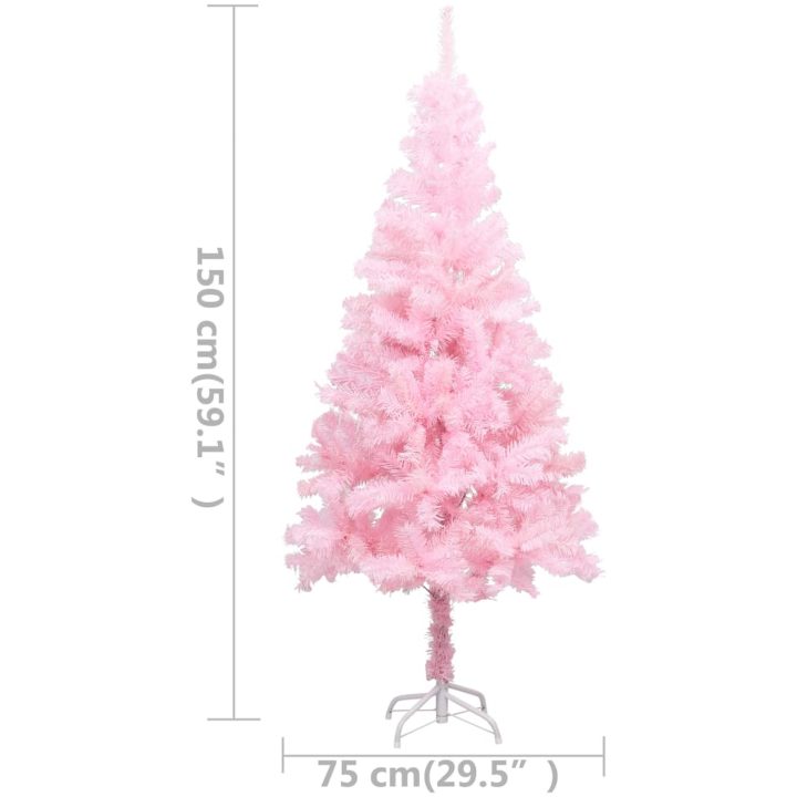 Belyst plastgran med kulor rosa 150 cm PVC vidaXL 150 x 75 cm – bild 12