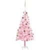 Belyst plastgran med kulor rosa 150 cm PVC vidaXL 150 x 75 cm – miniatyr 1