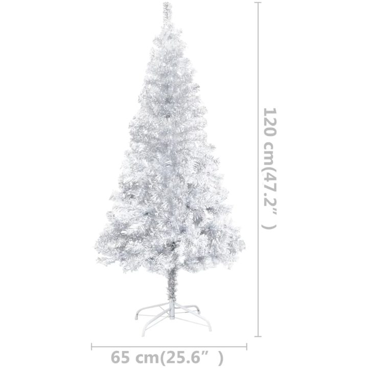 Belyst plastgran med kulor silver 120 cm PET vidaXL 120 x 65 cm – bild 12