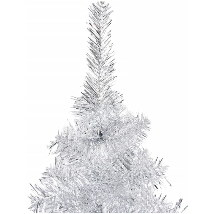 Belyst plastgran med kulor silver 120 cm PET vidaXL 120 x 65 cm – bild 3