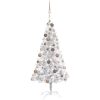 Belyst plastgran med kulor silver 120 cm PET vidaXL 120 x 65 cm – miniatyr 1