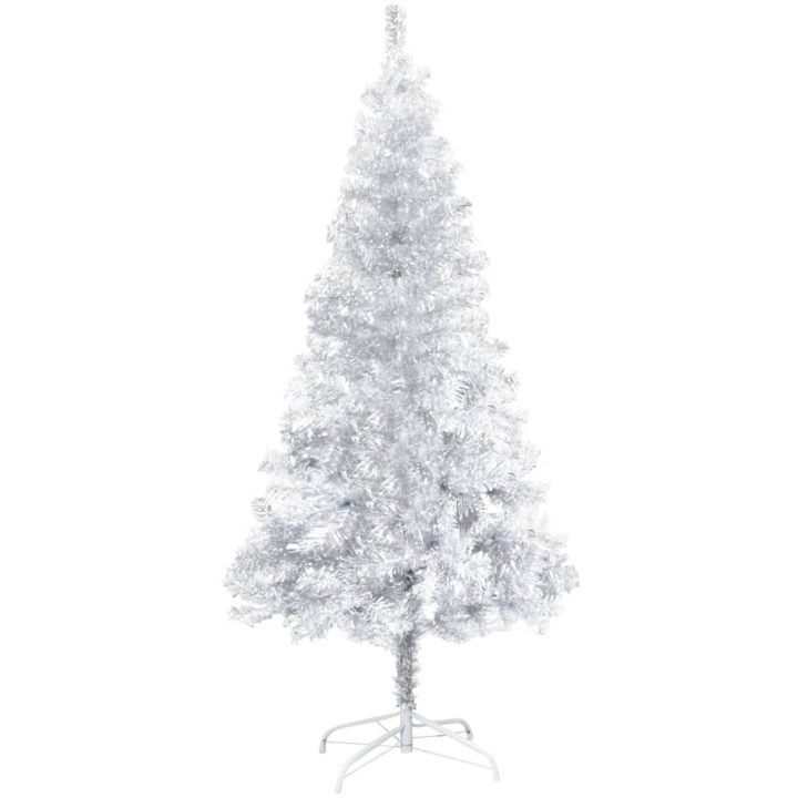 Belyst plastgran med kulor silver 150 cm PET vidaXL 150 x 75 cm – bild 2