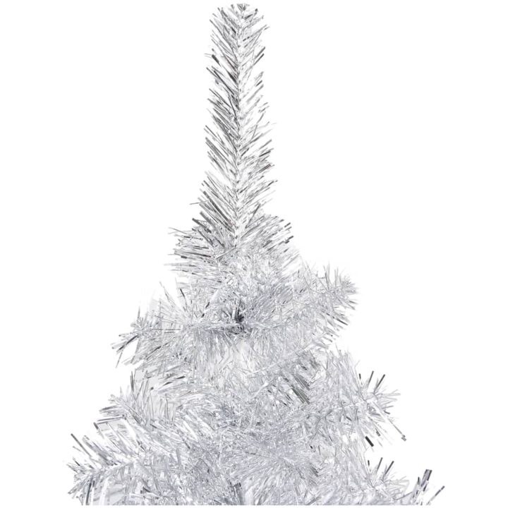 Belyst plastgran med kulor silver 150 cm PET vidaXL 150 x 75 cm – bild 3