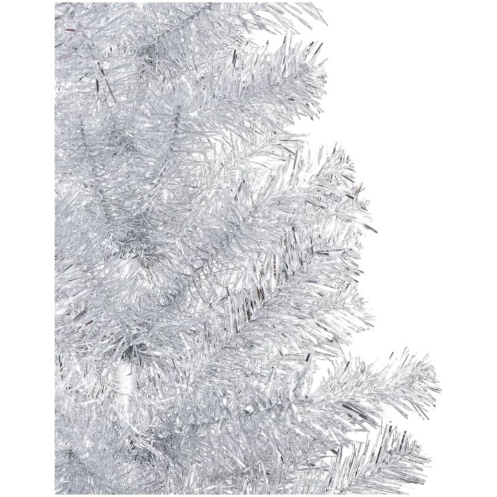 Belyst plastgran med kulor silver 150 cm PET vidaXL 150 x 75 cm – bild 4