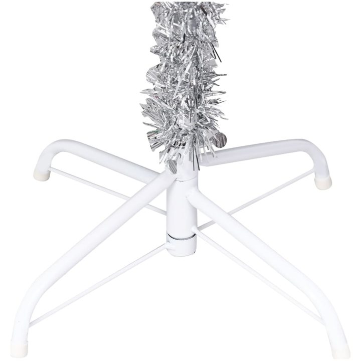 Belyst plastgran med kulor silver 150 cm PET vidaXL 150 x 75 cm – bild 5
