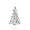 Belyst plastgran med kulor silver 180 cm PET vidaXL 180 x 93 cm – miniatyr 1