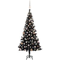 Belyst plastgran med kulor svart 120 cm PVC vidaXL