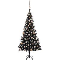 Belyst plastgran med kulor svart 150 cm PVC vidaXL