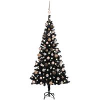 Belyst plastgran med kulor svart 180 cm PVC vidaXL