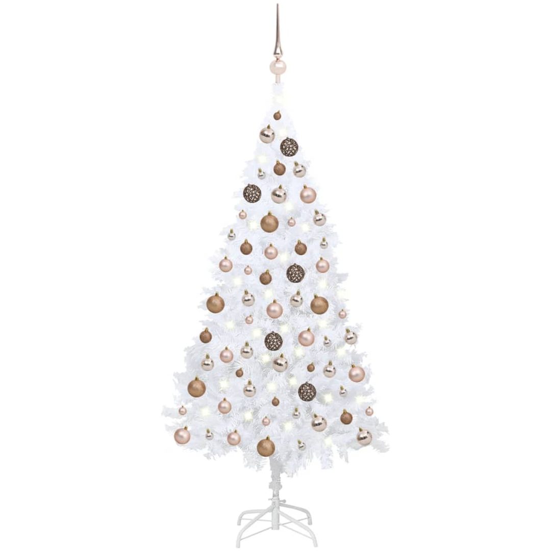 Belyst plastgran med kulor vit 120 cm PVC vidaXL 120 x 60 cm