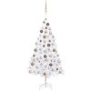 Belyst plastgran med kulor vit 150 cm PVC vidaXL 150 x 80 cm – miniatyr 1