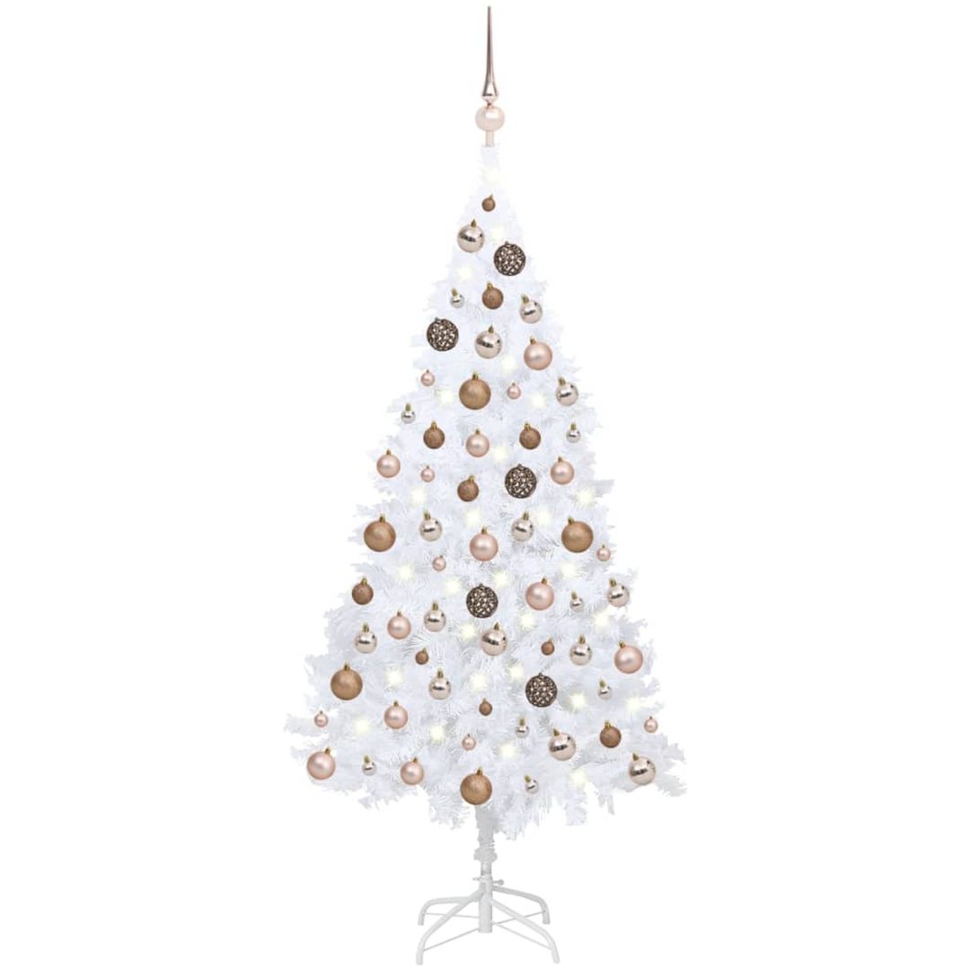 Belyst plastgran med kulor vit 150 cm PVC vidaXL 150 x 80 cm